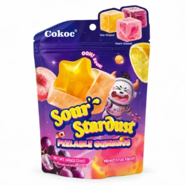 Cokoc Sour Star Peeling Gummy Mix Fruits 50g