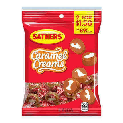 Amerykańskie kremowo - karmelowe cukierki Sathers Caramel Creams