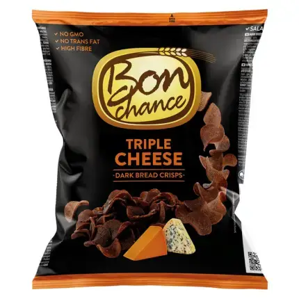 Bon Chance Triple Cheese Dark Bread Crisps 120g
