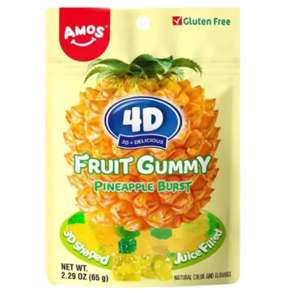 Amos 4D Fruit Gummy Pineapple 65g