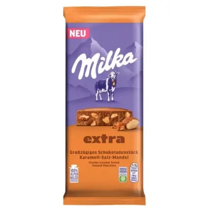 Milka Extra Salted Caramel Almond Chocolate 190g