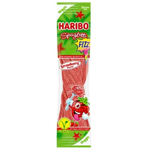 Haribo Spaghetti Fizz Strawberry Sauer 200g