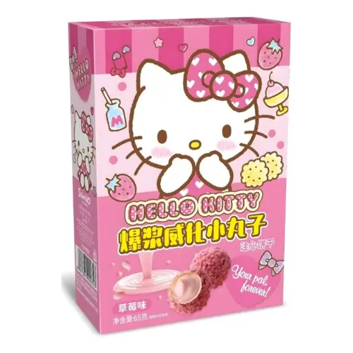 Qi Hello Kitty Strawberry Lava Crispy Rice Balls 65g